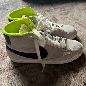 Nike high top sneakers, gray, black and lime green